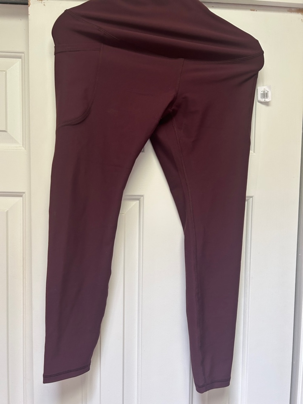High-Waist Maternity Maroon Leggings with Side Pocket